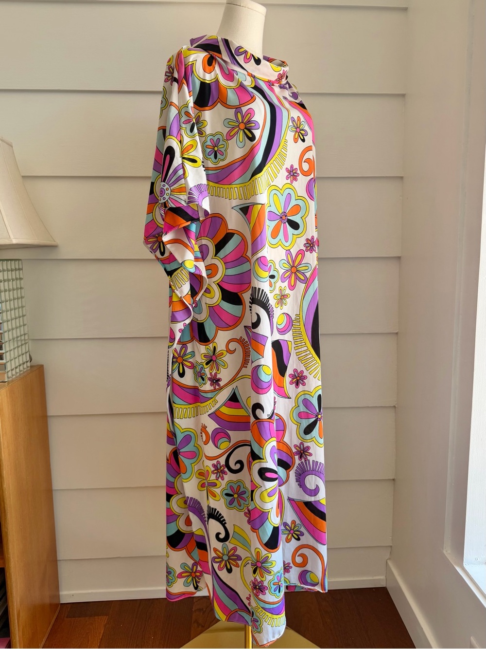 Vintage 1970s Butterfield 8 by Eduardo Psychedelic Floral Kaftan Maxi Dress - Picture 2 of 11